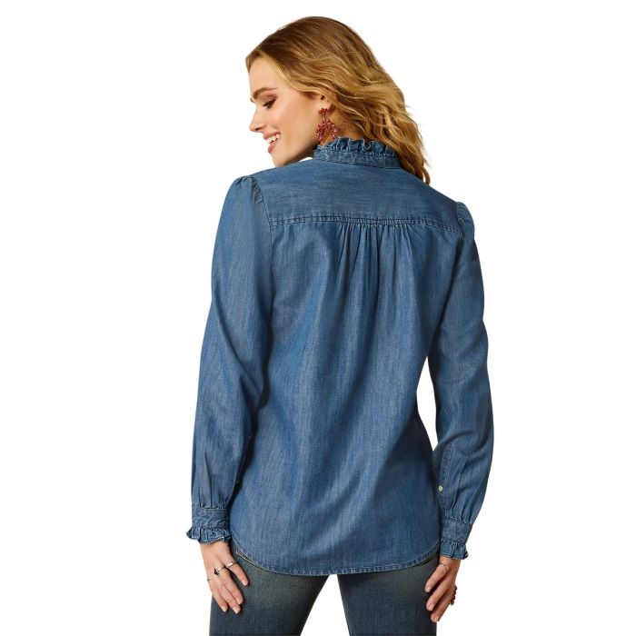 ARIAT INGALLS WOMENS LONG SLEEVE TOP - MEDIUM BLUE [SZ:XS]