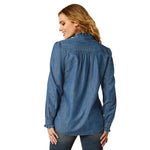 ARIAT INGALLS WOMENS LONG SLEEVE TOP - MEDIUM BLUE [SZ:XS]