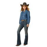 ARIAT INGALLS WOMENS LONG SLEEVE TOP - MEDIUM BLUE [SZ:XS]