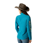 ARIAT NEW TEAM SOFTSHELL JACKET - OCEAN DEPTHS/RETRO RANCH PRINT [SZ:XS]