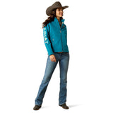 ARIAT NEW TEAM SOFTSHELL JACKET - OCEAN DEPTHS/RETRO RANCH PRINT [SZ:XS]