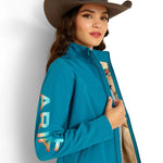 ARIAT NEW TEAM SOFTSHELL JACKET - OCEAN DEPTHS/RETRO RANCH PRINT [SZ:XS]