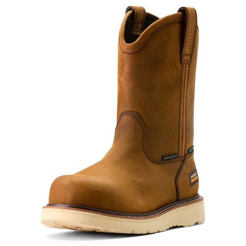 ARIAT WEDGE REBAR PULL-ON H2O COMP TOE WORKBOOT - DISTRESSED BROWN [SZ:9.0EE]