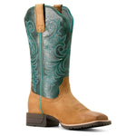 ARIAT HYBRID RANCH TIME WOMENS BOOT - ACORN ROUGHOUT/DEEP TEAL [SZ:7.0C]