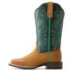ARIAT HYBRID RANCH TIME WOMENS BOOT - ACORN ROUGHOUT/DEEP TEAL [SZ:7.0C]