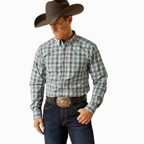 ARIAT PIERS MENS PRO SERIES FITTING LONG SLEEVE SHIRT - TEAL [SZ:M]