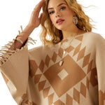 ARIAT SUNSET CHIC SWEATER PONCHO - OATMEAL/TANNIN [SZ:XS]