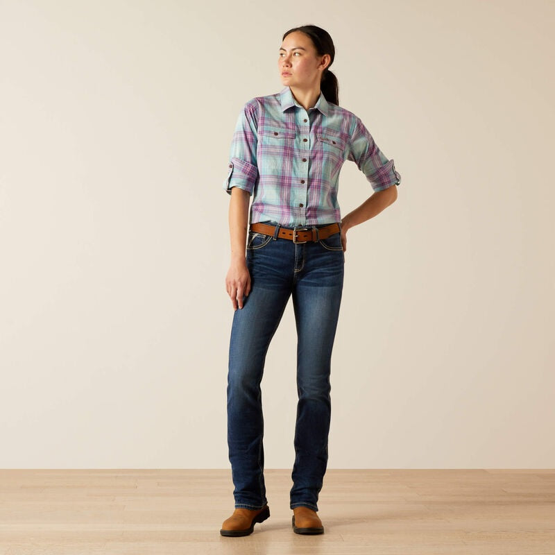 Ariat Womens Rebar Durastretch Longsleeve Workshirt - Aquatic [sz:xs]
