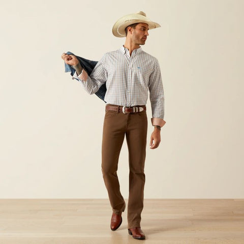 Ariat Brendan Mens Wrinkle Free Fitted Long Sleeve Shirt - Light Brown [sz:s]
