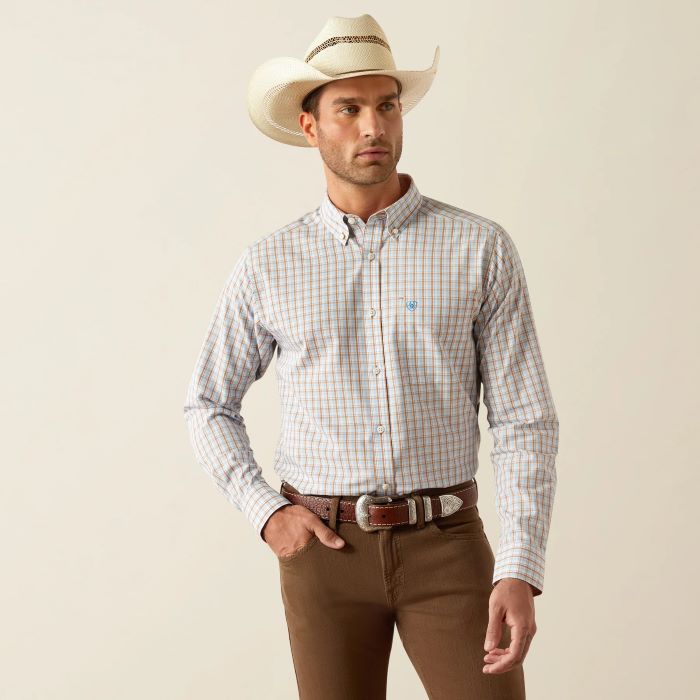 Ariat Brendan Mens Wrinkle Free Fitted Long Sleeve Shirt - Light Brown [sz:s]