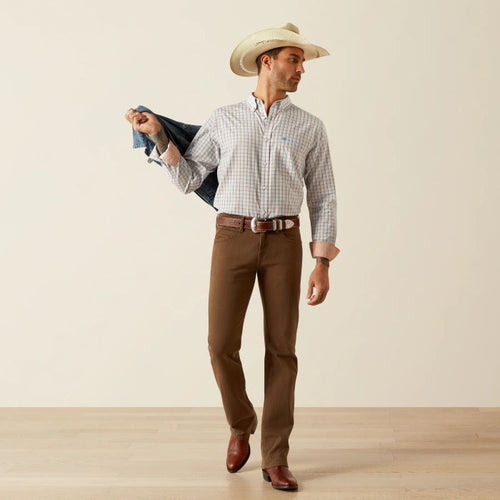 Ariat Brendan Mens Wrinkle Free Fitted Long Sleeve Shirt - Light Brown [sz:s]
