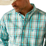 Ariat Justice Mens Pro Series Classic Fit Long Sleeve Shirt - Teal [sz:m]