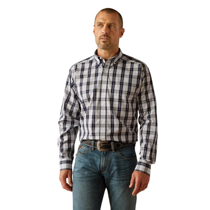 Ariat Mens Ocean Wrinkle Free Long Sleeve Shirt - Dark Blue [sz:m]