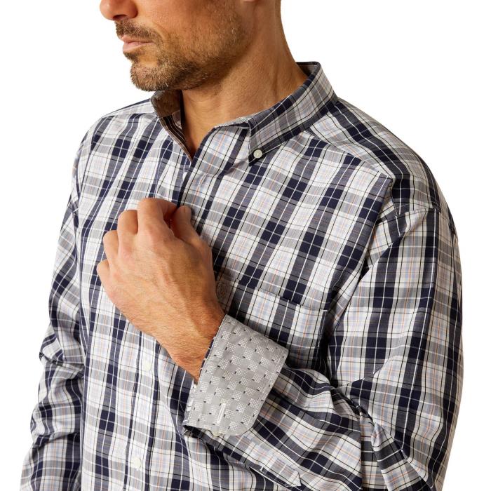 Ariat Mens Ocean Wrinkle Free Long Sleeve Shirt - Dark Blue [sz:m]