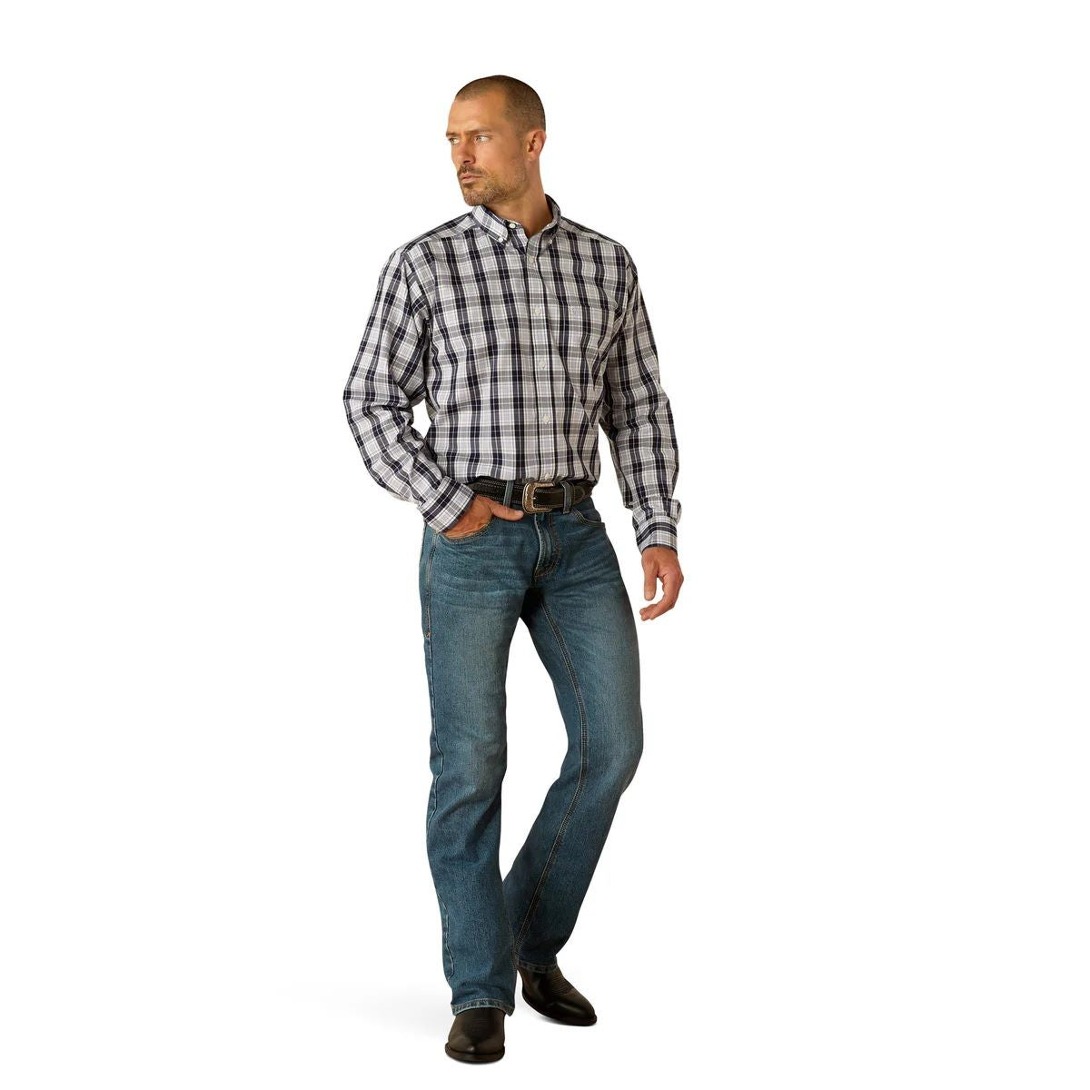 Ariat Mens Ocean Wrinkle Free Long Sleeve Shirt - Dark Blue [sz:m]