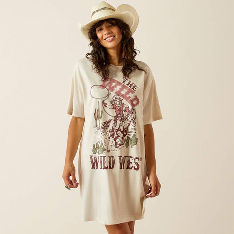 Ariat Wild Cowgirl Womens Tee Dress - Oatmeal [sz:s]