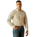 Ariat Team Alder Mens Fitted Long Sleeve Shirt - Khaki/blue [sz:s]