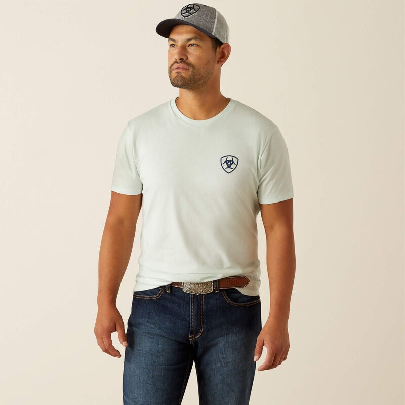 Ariat Sunrise Bar Hex Mens Short Sleeved Tee - Glacier [sz:s]