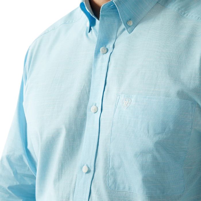 Ariat Slub Mens Solid Long Sleeve Shirt - Light Blue [sz:l]