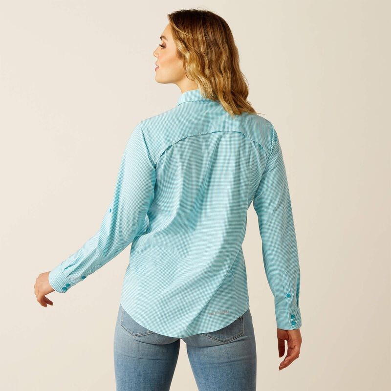 Ariat Womens Venttek Long Sleeve Shirt - Peacock Blue Check [sz:xs]