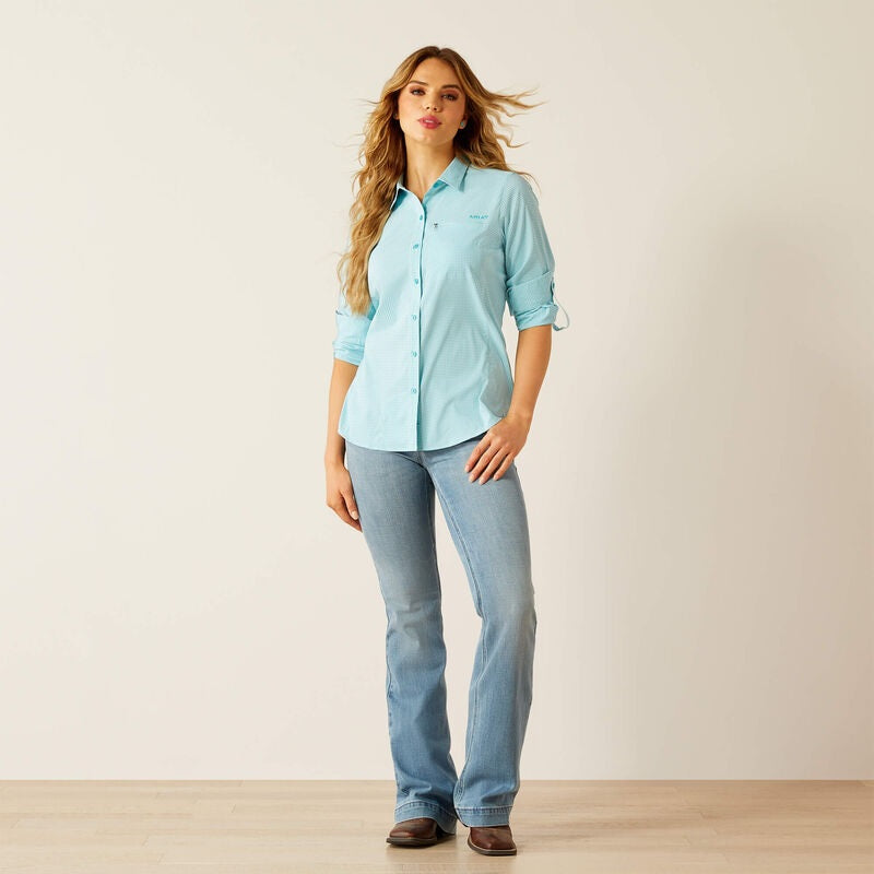 Ariat Womens Venttek Long Sleeve Shirt - Peacock Blue Check [sz:xs]