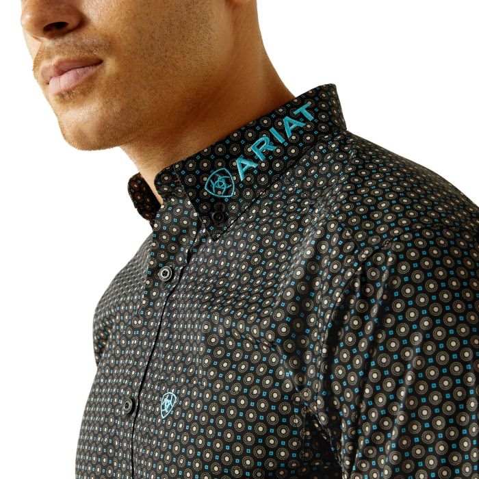 Ariat Team Abel Fitted Long Sleeve Shirt - Black/blue [sz:m]