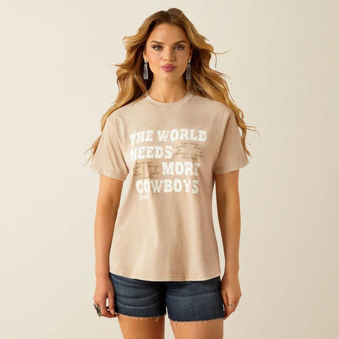 Ariat More Cowboys Womens Tee - White Pepper [sz:xs]