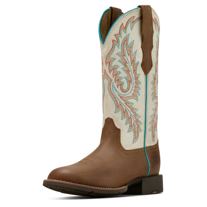 ARIAT WOMENS ROUND UP W TOE STRETCHFIT - SANDSTORM/DISTRESSED IVORY [SZ:8.0]