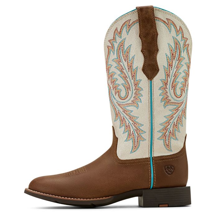 ARIAT WOMENS ROUND UP W TOE STRETCHFIT - SANDSTORM/DISTRESSED IVORY [SZ:8.0]