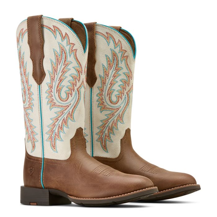 ARIAT WOMENS ROUND UP W TOE STRETCHFIT - SANDSTORM/DISTRESSED IVORY [SZ:8.0]