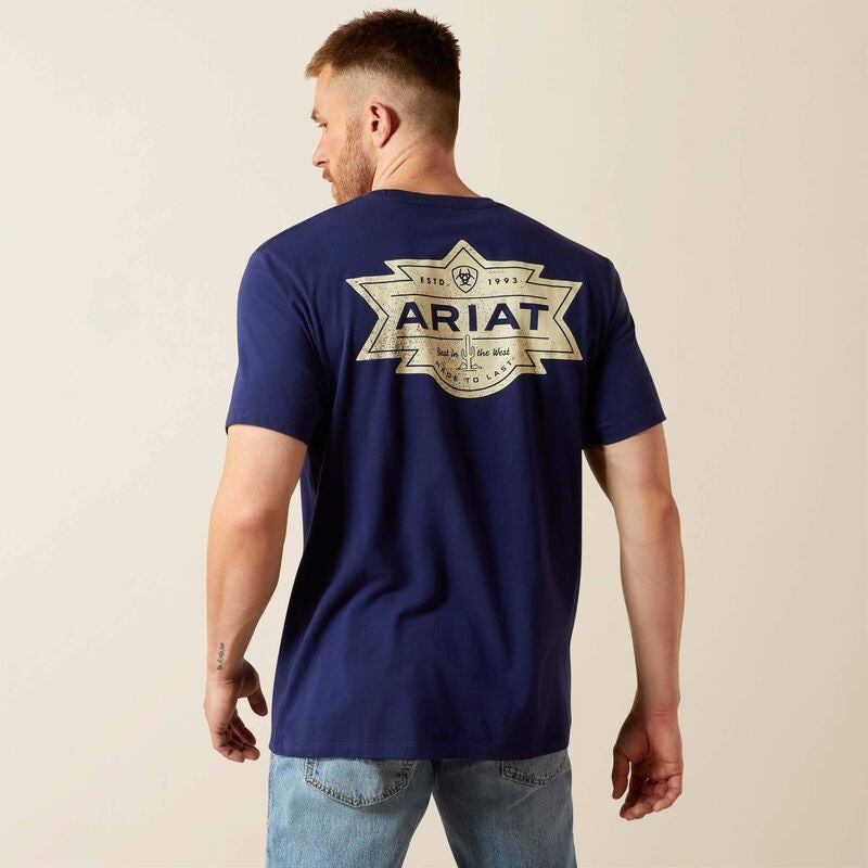 Ariat Mesa Motif Lockup Short Sleeve Tee - Medieval Blue [sz:s]