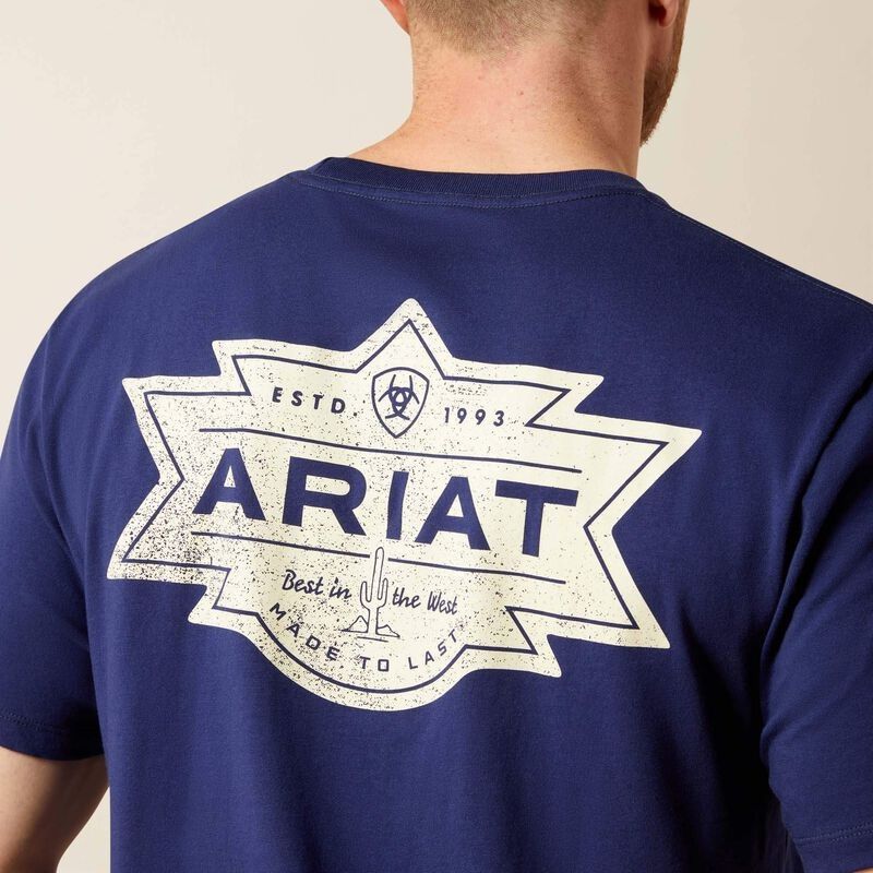 Ariat Mesa Motif Lockup Short Sleeve Tee - Medieval Blue [sz:s]