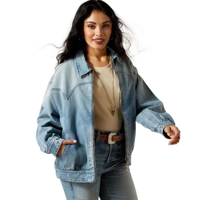 Ariat Cheyenne Womens Denim Bomber Jacket - Candy [sz:xs]