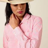 Ariat Womens Kirby Pro Long Sleeve Shirt - Sun Kissed Coral Stripe [sz:s]