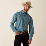 Ariat Team Jensen Mens Long Sleeve Shirt - Navy/light Blue