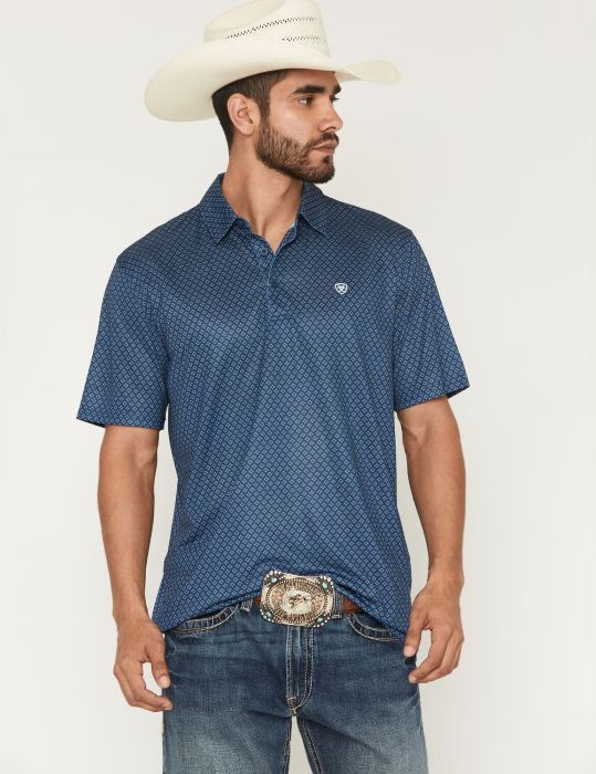 Ariat Mens All Over Print Polo - Dark Denim Medallion Print [sz:l]