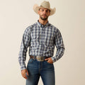 Ariat Mens Pro Series Priest Fitted Long Sleeve Shirt - Ombre Blue Pliad [sz:s]