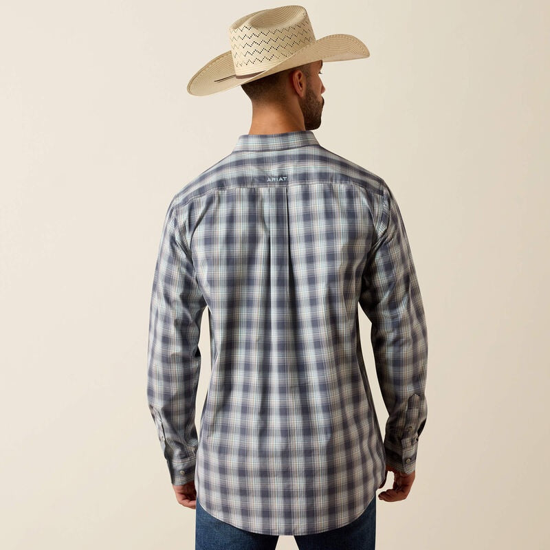 Ariat Mens Pro Series Priest Fitted Long Sleeve Shirt - Ombre Blue Pliad [sz:s]