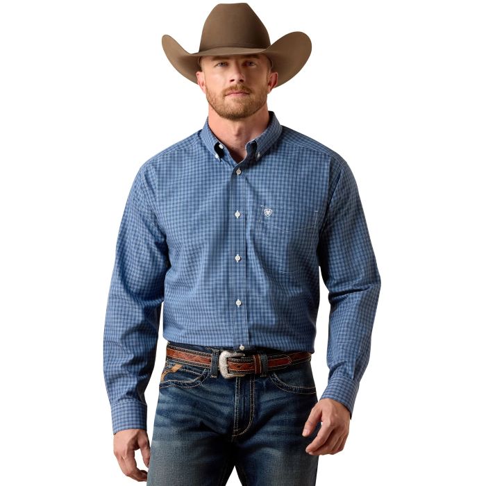 Ariat Mens Wrinkle Free Canyon Classic Fit Long Sleeve Shirt - Ensign Blue Plaid [sz:s]