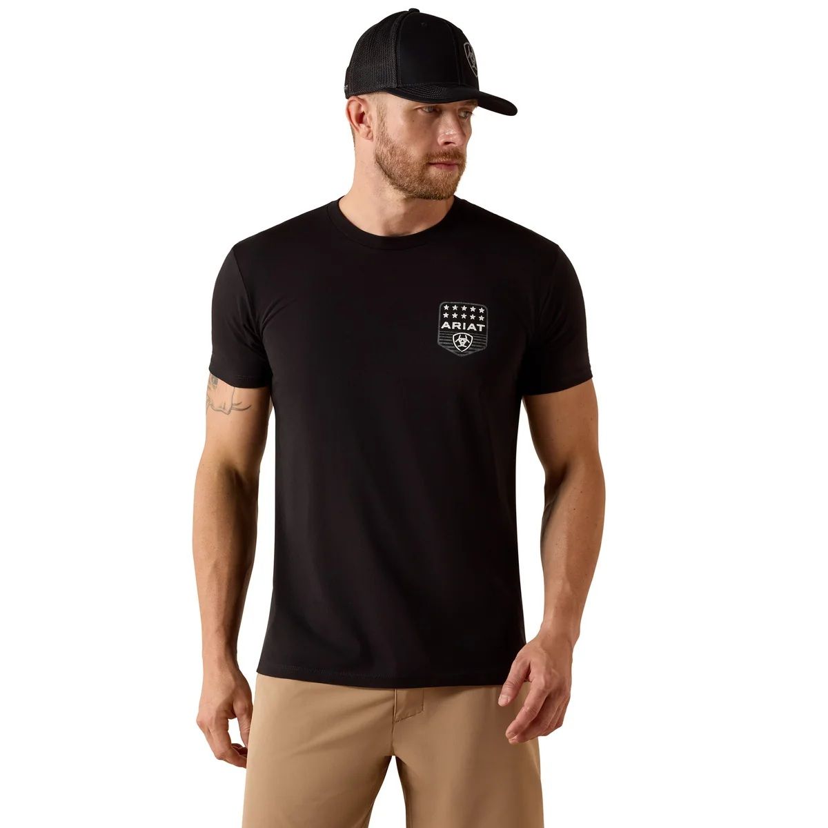 Ariat Stripe Patriotic Badge Ss T Shirt - Black [sz:s]