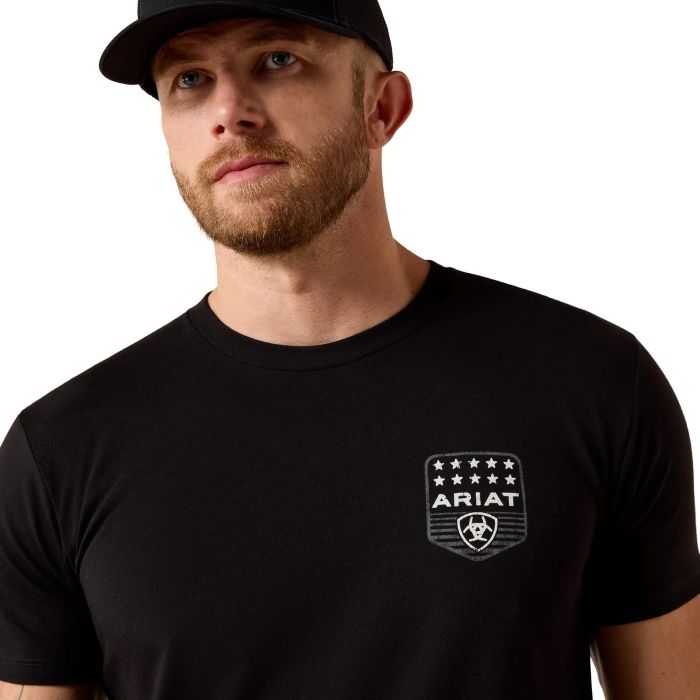 Ariat Stripe Patriotic Badge Ss T Shirt - Black [sz:s]