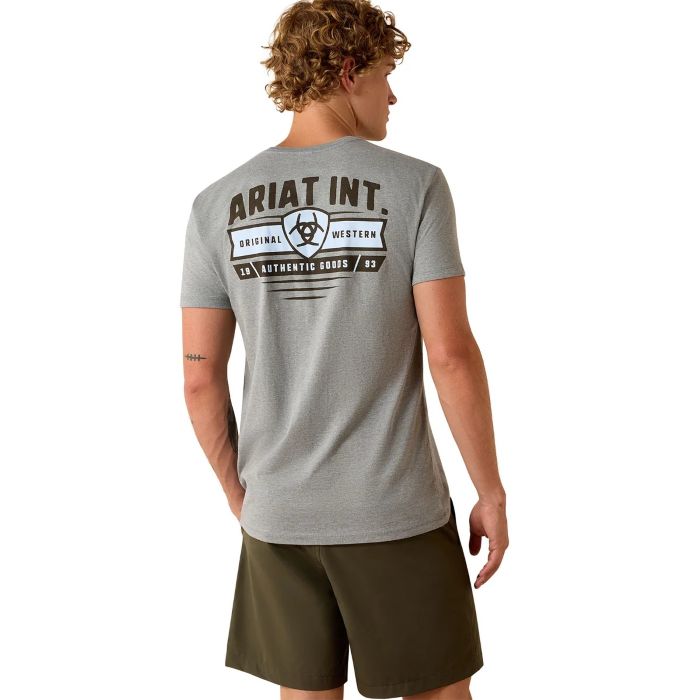 Ariat Banner Badge Mens Ss T Shirt - Iceberg [sz:s]