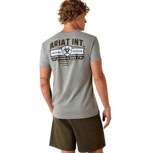 Ariat Banner Badge Mens Ss T Shirt - Iceberg [sz:s]