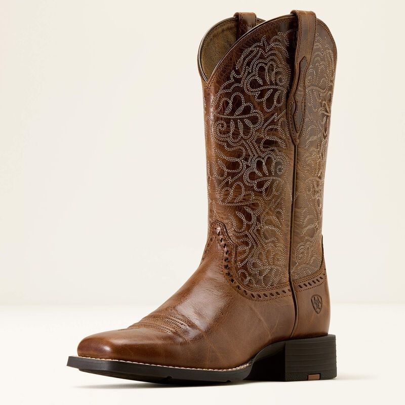 Ariat Round Up Remuda Womens Wide Square Toe Boots - Aged Tan [sz:6.5c]