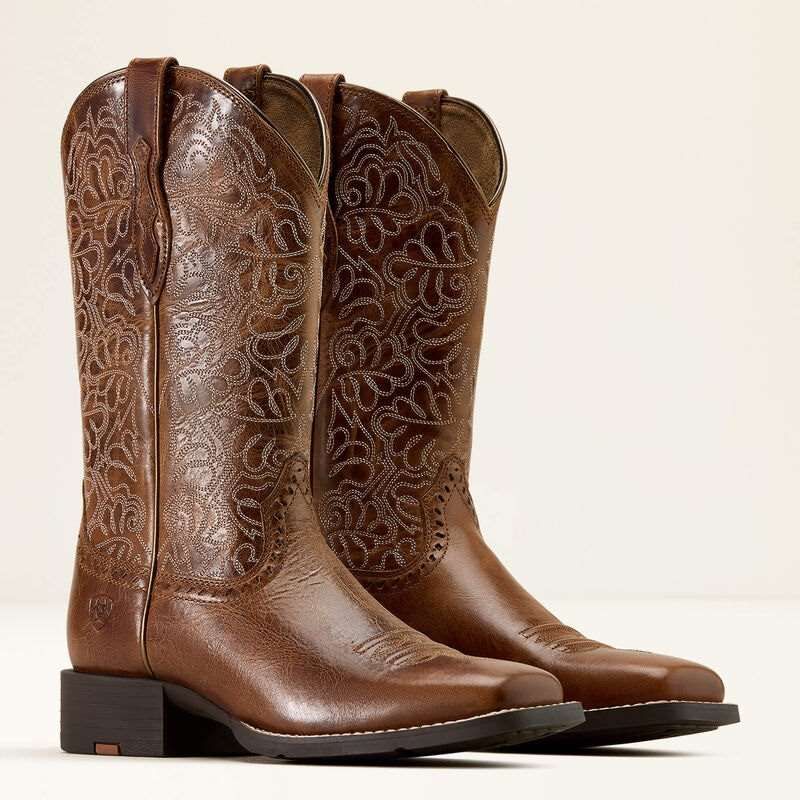 Ariat Round Up Remuda Womens Wide Square Toe Boots - Aged Tan [sz:6.5c]