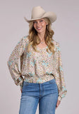 Stetson Prairie Floral Womens Long Sleeve Blouse [sz:s]