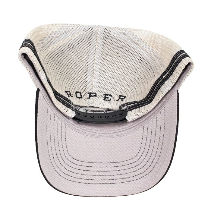 ROPER TRUCKER LOGO CAP - BLACK 