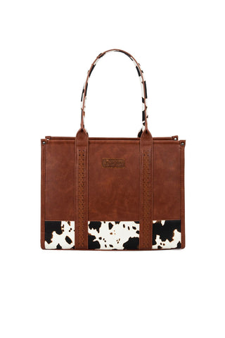 Wrangler Cow Print Tote Bag - Dark Tan 