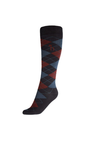 HORZE ALANA CHECKED SUMMER SOCKS - DARK NAVY/BURGUNDY