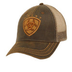 ARIAT MENS B FIT CAP CENTRE LOGO - BROWN OILSKIN 